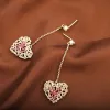 Korean version super fairy fashion gradient pink heart-shaped earrings, long chain with a female heart Application Scenario